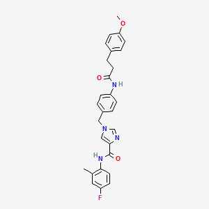 molecular formula C28H27FN4O3 B2730016 N-(4-氟-2-甲基苯基)-1-(4-(3-(4-甲氧苯基)丙酰胺基)苯甲基)-1H-咪唑-4-羧酰胺 CAS No. 1251623-29-6