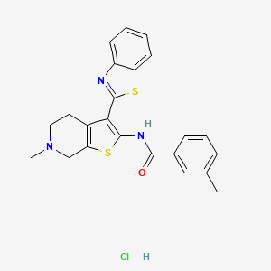 molecular formula C24H24ClN3OS2 B2730036 N-(3-(benzo[d]thiazol-2-yl)-6-methyl-4,5,6,7-tetrahydrothieno[2,3-c]pyridin-2-yl)-3,4-dimethylbenzamide hydrochloride CAS No. 1330313-16-0