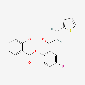 molecular formula C21H15FO4S B2730049 4-fluoro-2-[(2E)-3-(thiophen-2-yl)prop-2-enoyl]phenyl 2-methoxybenzoate CAS No. 433324-21-1