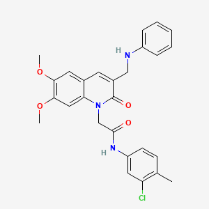 molecular formula C27H26ClN3O4 B2730050 2-[3-(anilinomethyl)-6,7-dimethoxy-2-oxoquinolin-1(2H)-yl]-N-(3-chloro-4-methylphenyl)acetamide CAS No. 894550-40-4