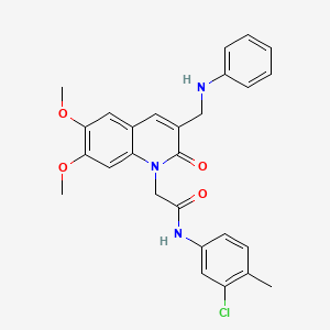 molecular formula C27H26ClN3O4 B2730050 N-(3-chloro-4-methylphenyl)-2-{6,7-dimethoxy-2-oxo-3-[(phenylamino)methyl]-1,2-dihydroquinolin-1-yl}acetamide CAS No. 894550-40-4