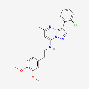 molecular formula C23H23ClN4O2 B2730052 3-(2-氯苯基)-N-[2-(3,4-二甲氧基苯基)乙基]-5-甲基噻唑并[1,5-a]噁唑-7-胺 CAS No. 900879-51-8