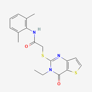 molecular formula C18H19N3O2S2 B2730053 N-(2,6-二甲基苯基)-2-[(3-乙基-4-氧代-3,4-二氢噻吩[3,2-d]嘧啶-2-基)硫代]乙酰胺 CAS No. 1252927-20-0