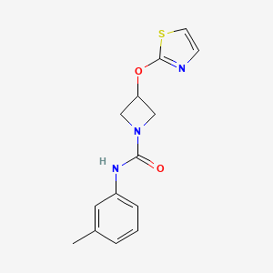 molecular formula C14H15N3O2S B2730054 3-(噻唑-2-氧基)-N-(间甲苯基)氮杂环丁烷-1-甲酰胺 CAS No. 1797161-14-8