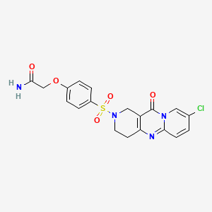 molecular formula C19H17ClN4O5S B2730056 2-(4-((8-chloro-11-oxo-3,4-dihydro-1H-dipyrido[1,2-a:4',3'-d]pyrimidin-2(11H)-yl)sulfonyl)phenoxy)acetamide CAS No. 2034274-43-4