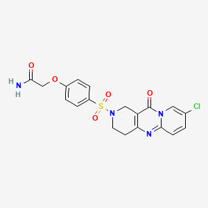 molecular formula C19H17ClN4O5S B2730056 2-[4-[(13-chloro-2-oxo-1,5,9-triazatricyclo[8.4.0.03,8]tetradeca-3(8),9,11,13-tetraen-5-yl)sulfonyl]phenoxy]acetamide CAS No. 2034274-43-4