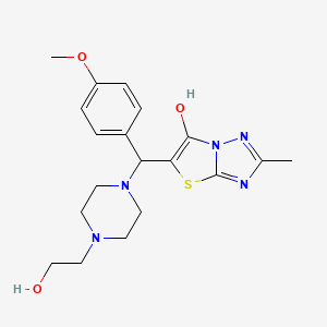 molecular formula C19H25N5O3S B2730058 5-((4-(2-羟乙基)哌嗪-1-基)(4-甲氧基苯基)甲基)-2-甲基噻唑并[3,2-b][1,2,4]三唑-6-醇 CAS No. 851810-29-2
