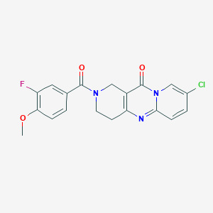 molecular formula C19H15ClFN3O3 B2730063 8-chloro-2-(3-fluoro-4-methoxybenzoyl)-3,4-dihydro-1H-dipyrido[1,2-a:4',3'-d]pyrimidin-11(2H)-one CAS No. 2034506-92-6