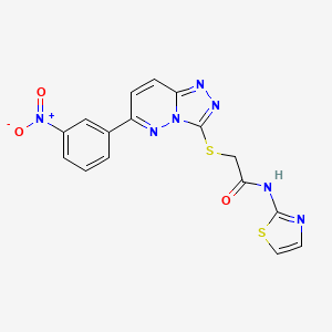 molecular formula C16H11N7O3S2 B2730072 2-((6-(3-nitrophenyl)-[1,2,4]triazolo[4,3-b]pyridazin-3-yl)thio)-N-(thiazol-2-yl)acetamide CAS No. 891122-67-1