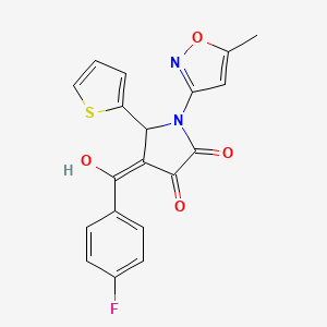 molecular formula C19H13FN2O4S B2730073 4-(4-fluorobenzoyl)-3-hydroxy-1-(5-methylisoxazol-3-yl)-5-(thiophen-2-yl)-1H-pyrrol-2(5H)-one CAS No. 618877-51-3
