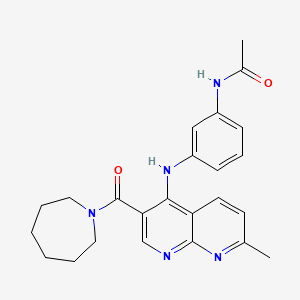 molecular formula C24H27N5O2 B2730081 N-(3-{[3-(azepan-1-ylcarbonyl)-7-methyl-1,8-naphthyridin-4-yl]amino}phenyl)acetamide CAS No. 1251633-09-6
