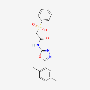 molecular formula C18H17N3O4S B2730082 2-(benzenesulfonyl)-N-[5-(2,5-dimethylphenyl)-1,3,4-oxadiazol-2-yl]acetamide CAS No. 895461-35-5
