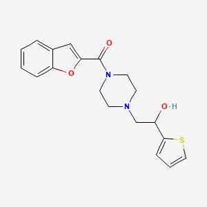 molecular formula C19H20N2O3S B2730086 苯并呋喃-2-基(4-(2-羟基-2-(噻吩-2-基)乙基)哌嗪-1-基)甲酮 CAS No. 1396800-19-3