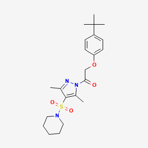 molecular formula C22H31N3O4S B2730096 1-({1-[(4-tert-butylphenoxy)acetyl]-3,5-dimethyl-1H-pyrazol-4-yl}sulfonyl)piperidine CAS No. 943101-41-5