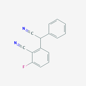 molecular formula C15H9FN2 B2730107 2-[Cyano(phenyl)methyl]-6-fluorobenzenecarbonitrile CAS No. 338791-66-5