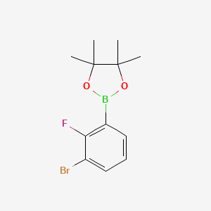 molecular formula C12H15BBrFO2 B2730112 2-(3-Bromo-2-fluorophenyl)-4,4,5,5-tetramethyl-1,3,2-dioxaborolane CAS No. 1400220-51-0