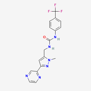 molecular formula C17H15F3N6O B2730113 1-((1-methyl-3-(pyrazin-2-yl)-1H-pyrazol-5-yl)methyl)-3-(4-(trifluoromethyl)phenyl)urea CAS No. 2034550-79-1