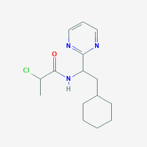 molecular formula C15H22ClN3O B2730118 2-Chloro-N-(2-cyclohexyl-1-pyrimidin-2-ylethyl)propanamide CAS No. 2411220-50-1