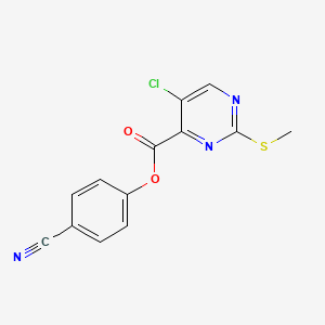 molecular formula C13H8ClN3O2S B2730124 4-Cyanophenyl 5-chloro-2-(methylsulfanyl)pyrimidine-4-carboxylate CAS No. 832687-43-1