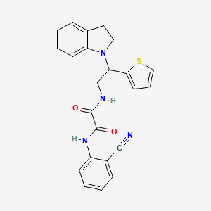 molecular formula C23H20N4O2S B2730133 N1-(2-cyanophenyl)-N2-(2-(indolin-1-yl)-2-(thiophen-2-yl)ethyl)oxalamide CAS No. 898452-36-3