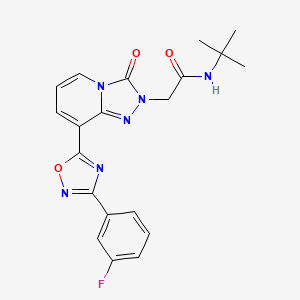 molecular formula C20H19FN6O3 B2730135 N-(tert-butyl)-2-[8-[3-(3-fluorophenyl)-1,2,4-oxadiazol-5-yl]-3-oxo[1,2,4]triazolo[4,3-a]pyridin-2(3H)-yl]acetamide CAS No. 1251624-99-3