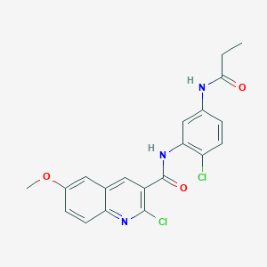molecular formula C20H17Cl2N3O3 B2730143 2-chloro-N-(2-chloro-5-propanamidophenyl)-6-methoxyquinoline-3-carboxamide CAS No. 1427678-83-8