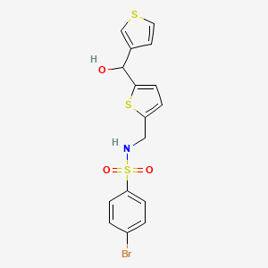 molecular formula C16H14BrNO3S3 B2730144 4-bromo-N-((5-(hydroxy(thiophen-3-yl)methyl)thiophen-2-yl)methyl)benzenesulfonamide CAS No. 1797191-65-1