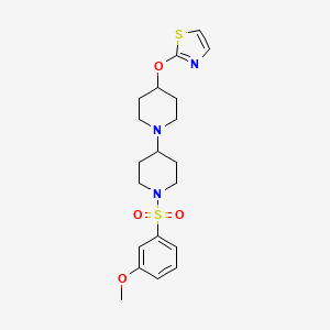 molecular formula C20H27N3O4S2 B2730145 2-((1'-((3-Methoxyphenyl)sulfonyl)-[1,4'-bipiperidin]-4-yl)oxy)thiazole CAS No. 1705925-41-2