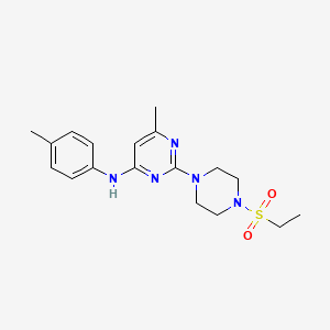 molecular formula C18H25N5O2S B2730146 2-(4-(乙基磺酰)哌嗪-1-基)-6-甲基-N-(对甲苯)嘧啶-4-胺 CAS No. 946282-57-1