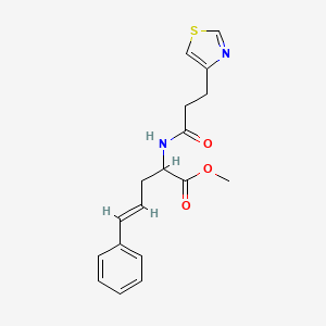 molecular formula C18H20N2O3S B2730148 甲基(E)-5-苯基-2-[3-(1,3-噻唑-4-基)丙酰氨基]戊-4-烯酸甲酯 CAS No. 2460763-59-9