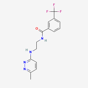 molecular formula C15H15F3N4O B2730158 N-(2-((6-methylpyridazin-3-yl)amino)ethyl)-3-(trifluoromethyl)benzamide CAS No. 1170607-00-7