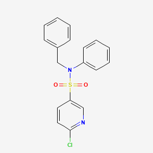 molecular formula C18H15ClN2O2S B2730160 N-benzyl-6-chloro-N-phenylpyridine-3-sulfonamide CAS No. 1216637-80-7