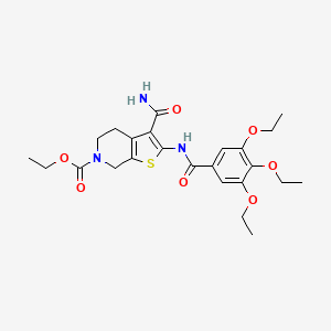 molecular formula C24H31N3O7S B2730162 ethyl 3-carbamoyl-2-(3,4,5-triethoxybenzamido)-4,5-dihydrothieno[2,3-c]pyridine-6(7H)-carboxylate CAS No. 921117-69-3