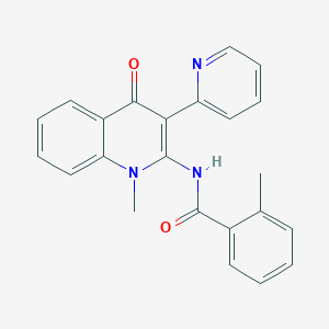 molecular formula C23H19N3O2 B2730173 2-methyl-N-(1-methyl-4-oxo-3-(pyridin-2-yl)-1,4-dihydroquinolin-2-yl)benzamide CAS No. 896816-08-3