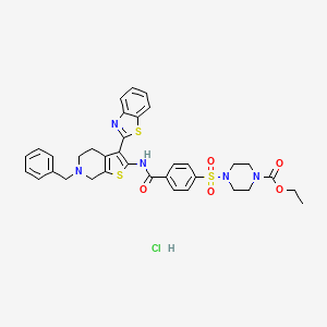 molecular formula C35H36ClN5O5S3 B2730181 Ethyl 4-((4-((3-(benzo[d]thiazol-2-yl)-6-benzyl-4,5,6,7-tetrahydrothieno[2,3-c]pyridin-2-yl)carbamoyl)phenyl)sulfonyl)piperazine-1-carboxylate hydrochloride CAS No. 1215708-71-6