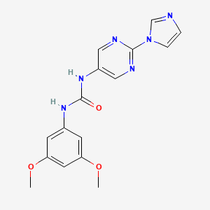 molecular formula C16H16N6O3 B2730185 1-(2-(1H-imidazol-1-yl)pyrimidin-5-yl)-3-(3,5-dimethoxyphenyl)urea CAS No. 1421490-64-3