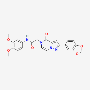 molecular formula C23H20N4O6 B2730196 2-[2-(1,3-benzodioxol-5-yl)-4-oxopyrazolo[1,5-a]pyrazin-5(4H)-yl]-N-(3,4-dimethoxyphenyl)acetamide CAS No. 1243104-61-1