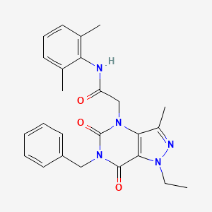 molecular formula C25H27N5O3 B2730197 2-(6-benzyl-1-ethyl-3-methyl-5,7-dioxo-6,7-dihydro-1H-pyrazolo[4,3-d]pyrimidin-4(5H)-yl)-N-(2,6-dimethylphenyl)acetamide CAS No. 1358053-56-1