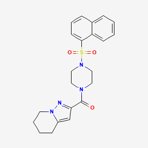 molecular formula C22H24N4O3S B2730200 (4-(Naphthalen-1-ylsulfonyl)piperazin-1-yl)(4,5,6,7-tetrahydropyrazolo[1,5-a]pyridin-2-yl)methanone CAS No. 2034592-37-3