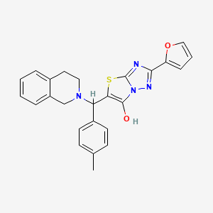 molecular formula C25H22N4O2S B2730213 5-((3,4-dihydroisoquinolin-2(1H)-yl)(p-tolyl)methyl)-2-(furan-2-yl)thiazolo[3,2-b][1,2,4]triazol-6-ol CAS No. 896294-16-9