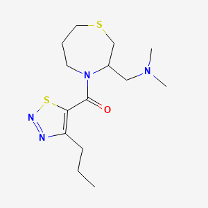 molecular formula C14H24N4OS2 B2730216 (3-((Dimethylamino)methyl)-1,4-thiazepan-4-yl)(4-propyl-1,2,3-thiadiazol-5-yl)methanone CAS No. 1448136-48-8