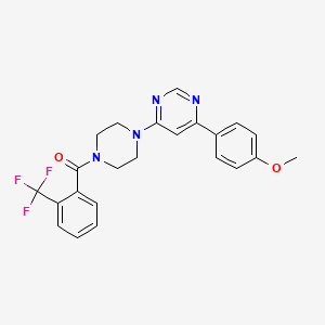 molecular formula C23H21F3N4O2 B2730221 (4-(6-(4-Methoxyphenyl)pyrimidin-4-yl)piperazin-1-yl)(2-(trifluoromethyl)phenyl)methanone CAS No. 1351602-63-5