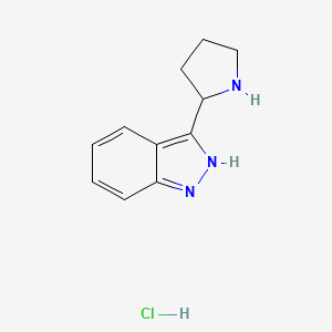 molecular formula C11H14ClN3 B2730226 3-(吡咯烷-2-基)-1H-吲唑盐酸盐 CAS No. 2197056-67-8