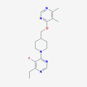 molecular formula C18H24FN5O B2730229 4-(4-(((5,6-Dimethylpyrimidin-4-yl)oxy)methyl)piperidin-1-yl)-6-ethyl-5-fluoropyrimidine CAS No. 2310140-08-8