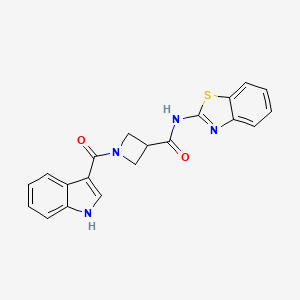 molecular formula C20H16N4O2S B2730232 N-(benzo[d]thiazol-2-yl)-1-(1H-indole-3-carbonyl)azetidine-3-carboxamide CAS No. 1448051-07-7