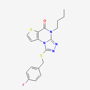 molecular formula C18H17FN4OS2 B2730233 4-丁基-1-((4-氟苯甲基)硫基)噻吩[2,3-e][1,2,4]三唑并[4,3-a]嘧啶-5(4H)-酮 CAS No. 1189647-14-0