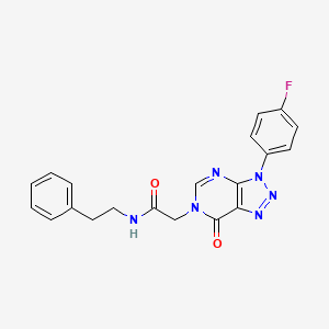 molecular formula C20H17FN6O2 B2730236 2-(3-(4-fluorophenyl)-7-oxo-3H-[1,2,3]triazolo[4,5-d]pyrimidin-6(7H)-yl)-N-phenethylacetamide CAS No. 892480-64-7