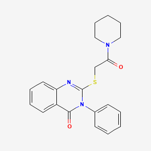 molecular formula C21H21N3O2S B2730237 2-{[2-Oxo-2-(piperidin-1-yl)ethyl]sulfanyl}-3-phenyl-3,4-dihydroquinazolin-4-one CAS No. 312522-38-6