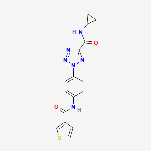 molecular formula C16H14N6O2S B2730238 N-环丙基-2-(4-(噻吩-3-甲酰氨基)苯基)-2H-四唑-5-甲酸酰胺 CAS No. 1396637-11-8