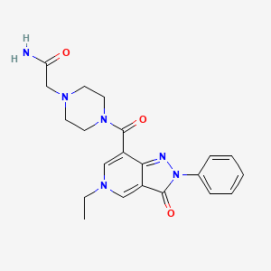 molecular formula C21H24N6O3 B2730240 2-(4-(5-ethyl-3-oxo-2-phenyl-3,5-dihydro-2H-pyrazolo[4,3-c]pyridine-7-carbonyl)piperazin-1-yl)acetamide CAS No. 1040649-09-9